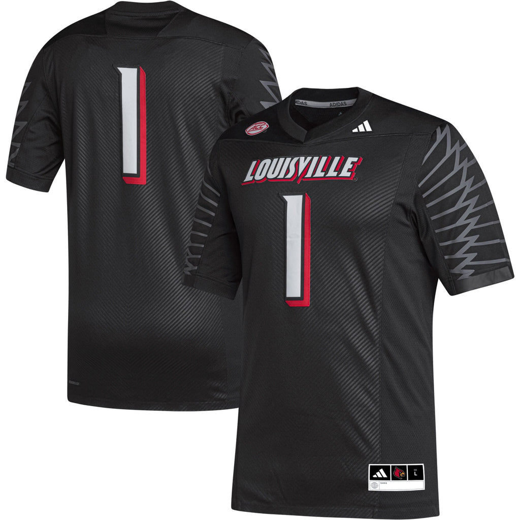 #1 Black Louisville Cardinals Premier Football Jersey product image 1, provided for visual reference and product detail