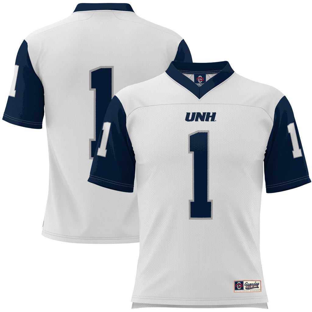 #1 New Hampshire Wildcats Football Jersey - White product image 2, provided for visual reference and product detail review