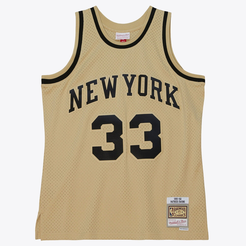 New York Knicks Patrick Ewing 1991 Swingman Jersey - Khaki product image 3, provided for visual reference and product detail