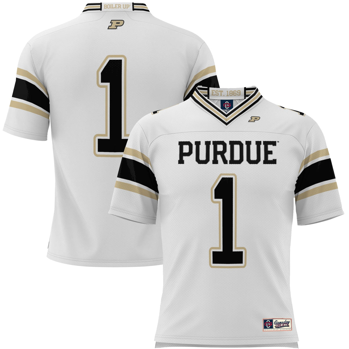 #1 Purdue Boilermakers Endzone Football Jersey - White product image 2, provided for visual reference and product detail