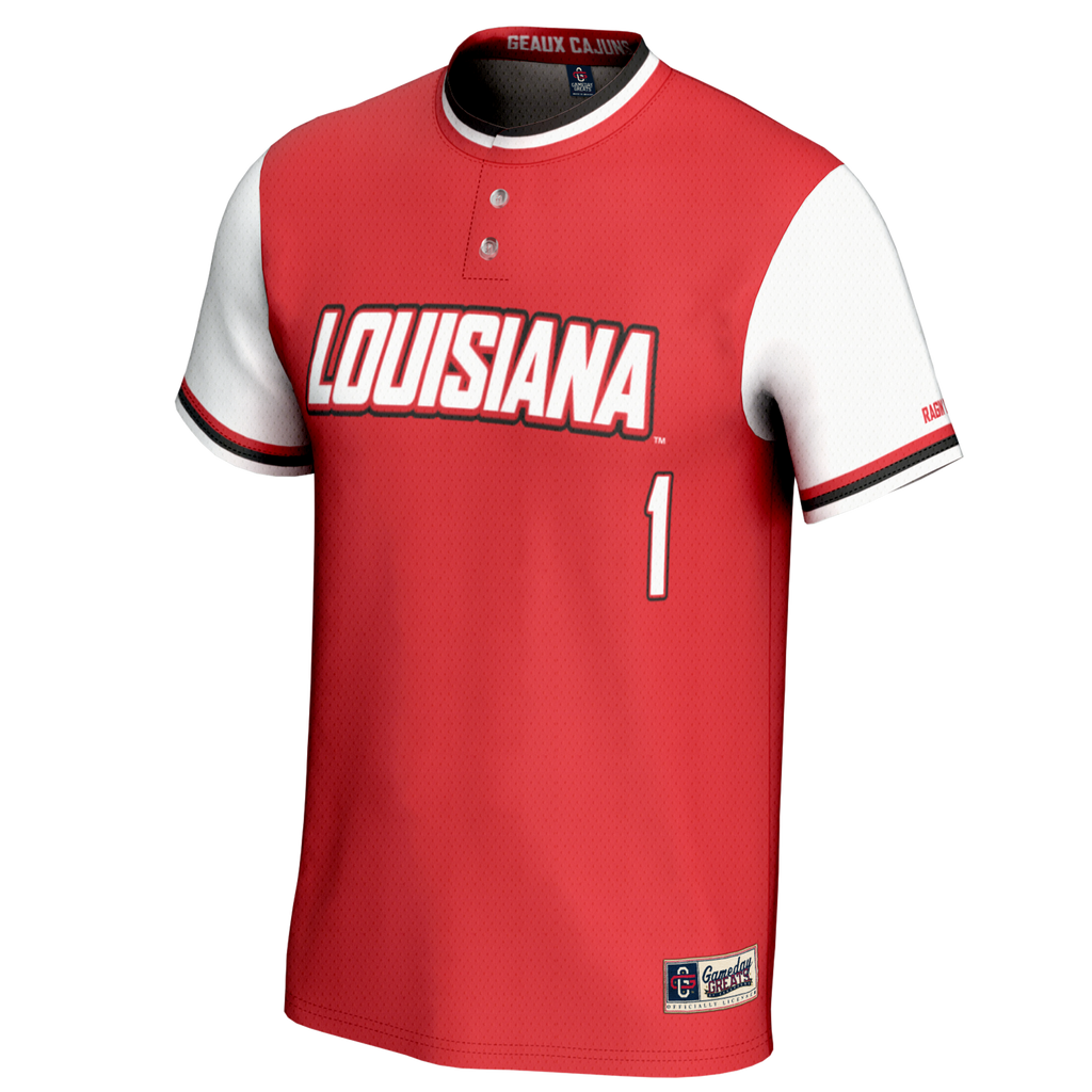 #1 Louisiana Ragin' Cajuns Lightweight Softball Jersey - Cardinal product image 3, provided for visual reference and product