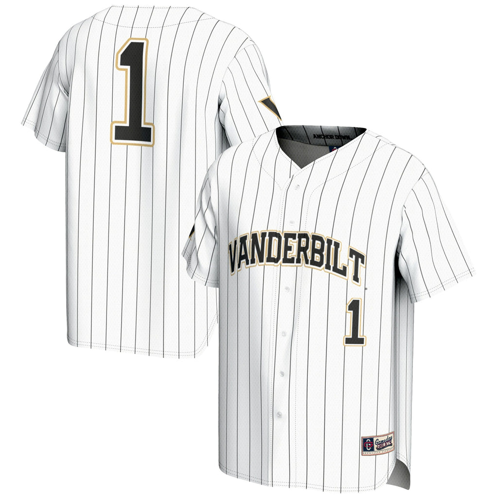 #1 Vanderbilt Commodores Lightweight Baseball Jersey - White product image 2, provided for visual reference and product