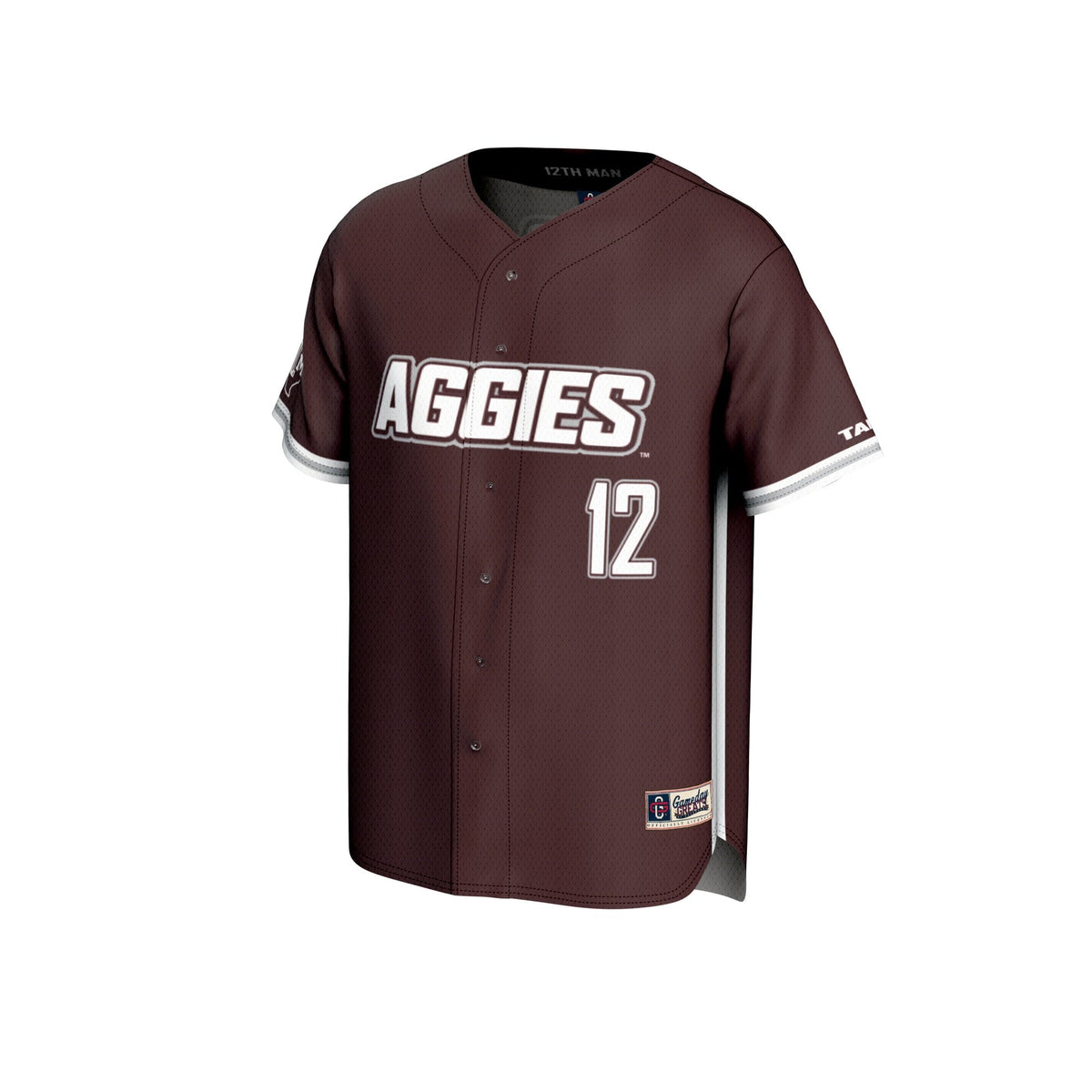 Texas A&M Aggies Lightweight Baseball Jersey - Maroon product image 3, provided for visual reference and product detail