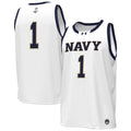 Navy Midshipmen #1 Replica Basketball Jersey - White product image 1, provided for visual reference and product detail review
