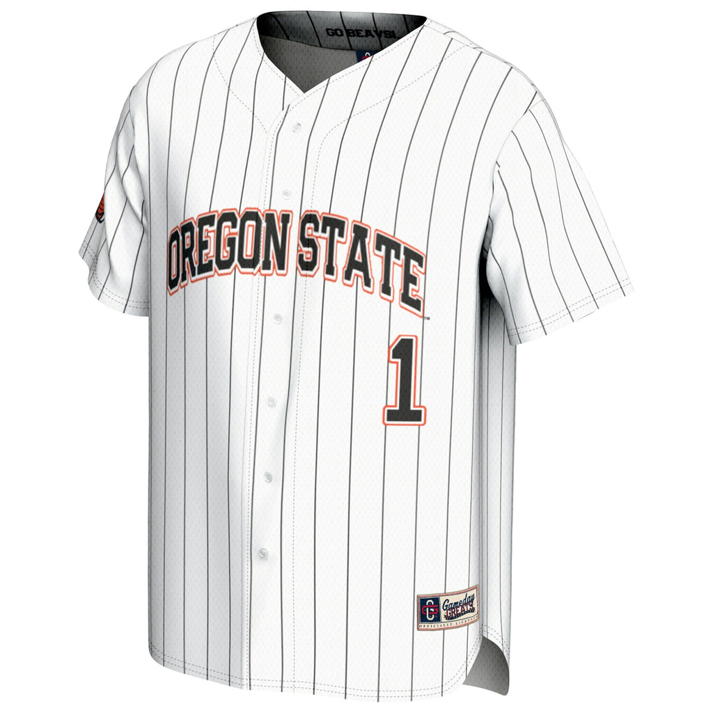 #1 Oregon State Beavers Lightweight Baseball Fashion Jersey - White product image 3, provided for visual reference and