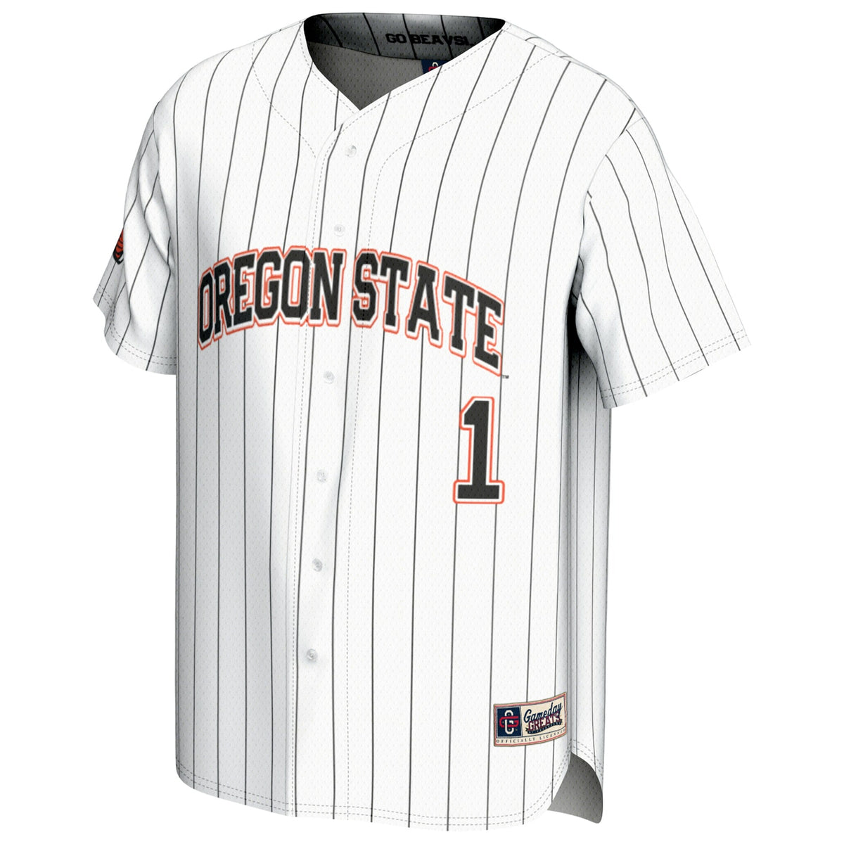 #1 Oregon State Beavers Lightweight Baseball Fashion Jersey - White product image 3, provided for visual reference and