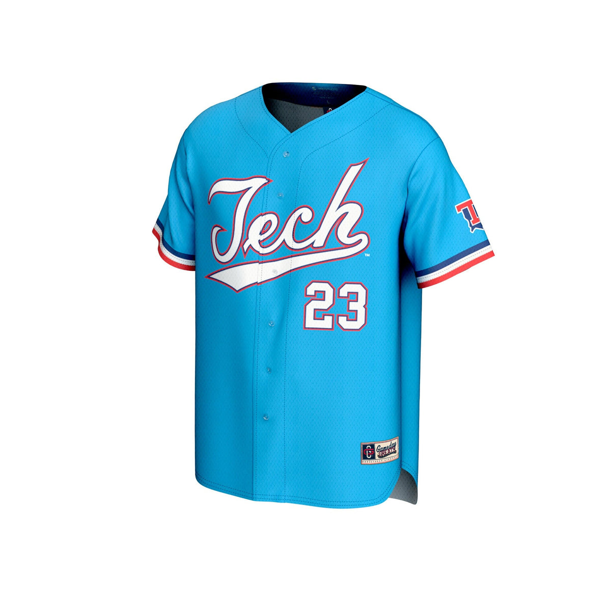 #23 Louisiana Tech Bulldogs Lightweight Collegiate Baseball Fashion Jersey - Royal product image 3, provided for visual