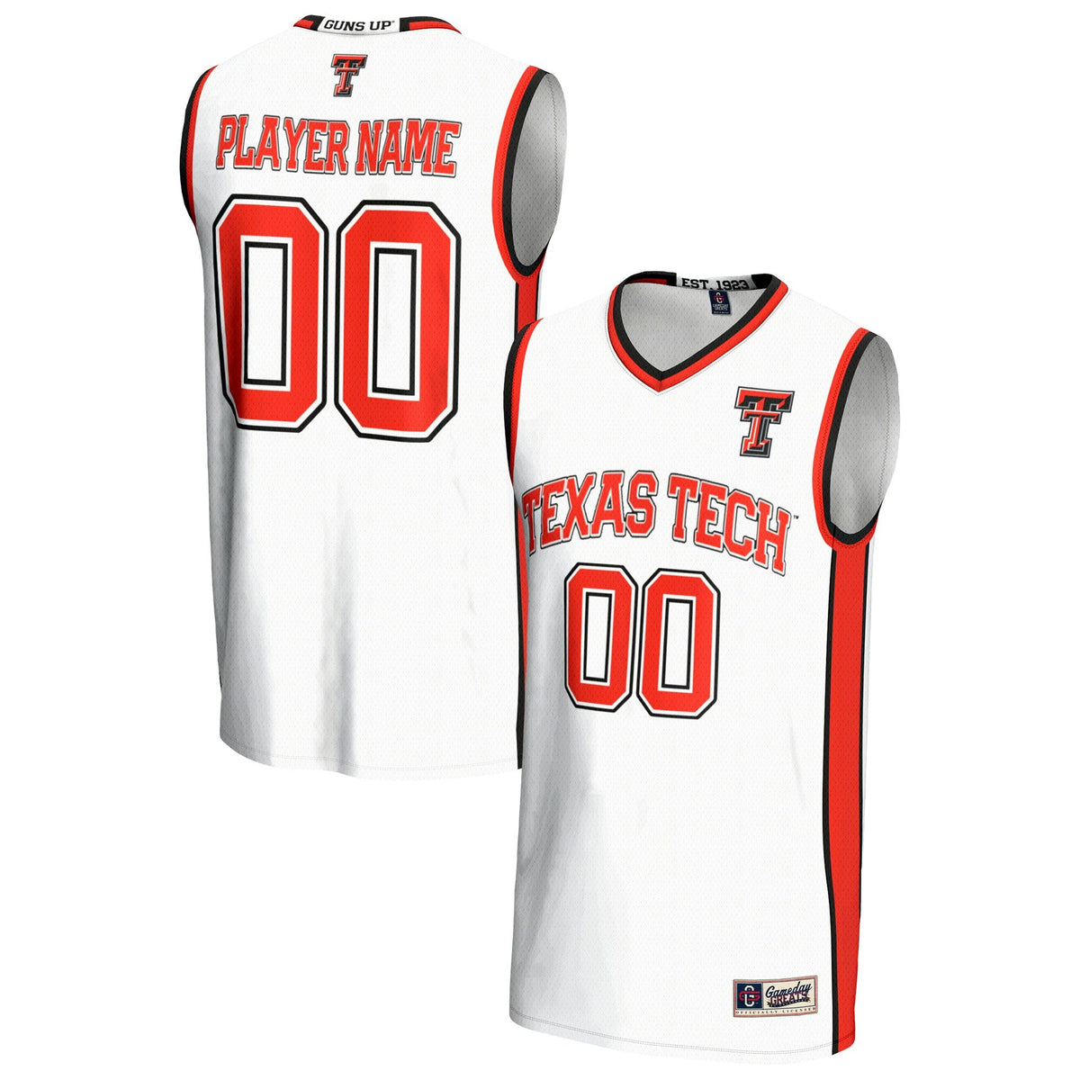 Texas Tech Red Raiders NIL Pick-A-Player Lightweight Basketball Jersey - White product image 1, provided for visual