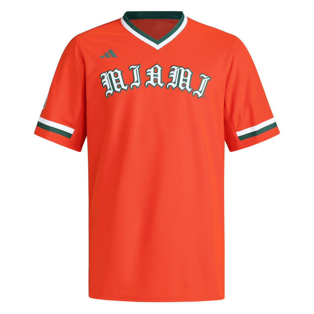 Miami Hurricanes V-Neck Baseball Jersey - Orange product image 3, provided for visual reference and product detail review