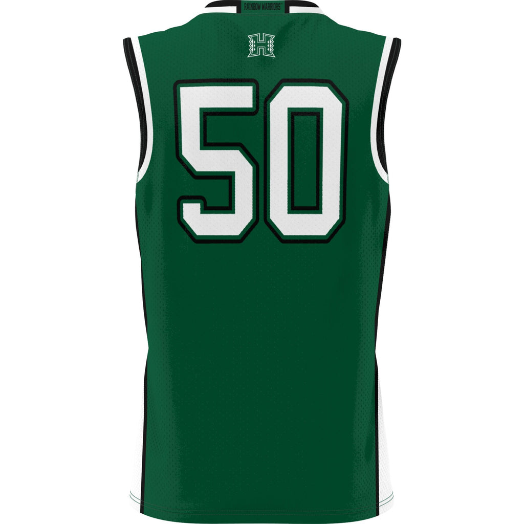 #50 Hawaii Rainbow Warriors Lightweight Basketball Jersey - Green product image 3, provided for visual reference and product