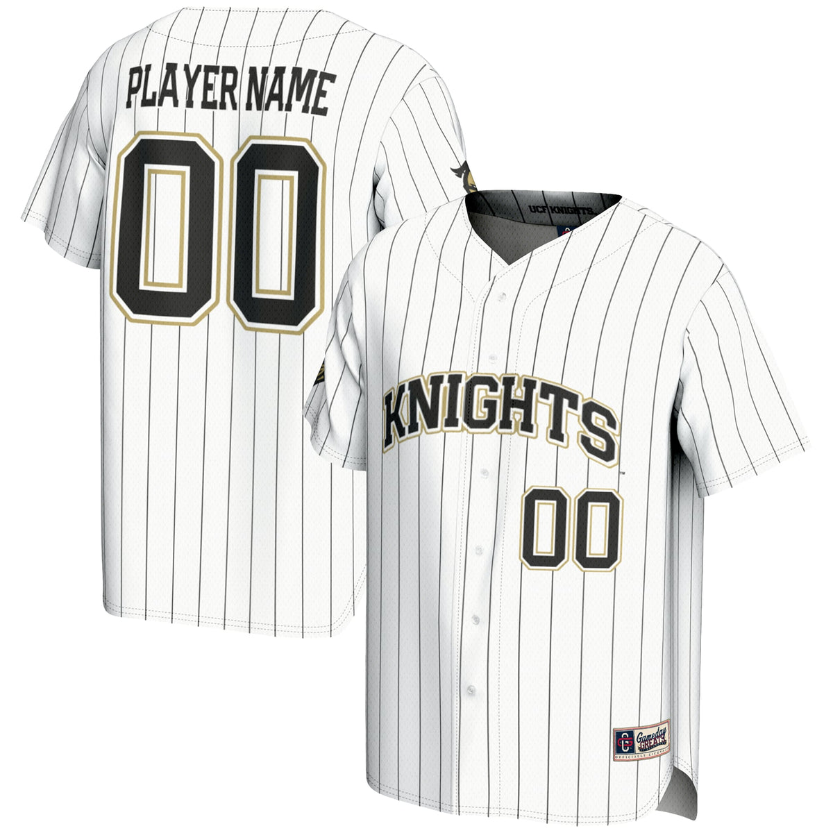 UCF Knights NIL Pick-A-Player Lightweight Baseball Jersey - White product image 1, provided for visual reference and product