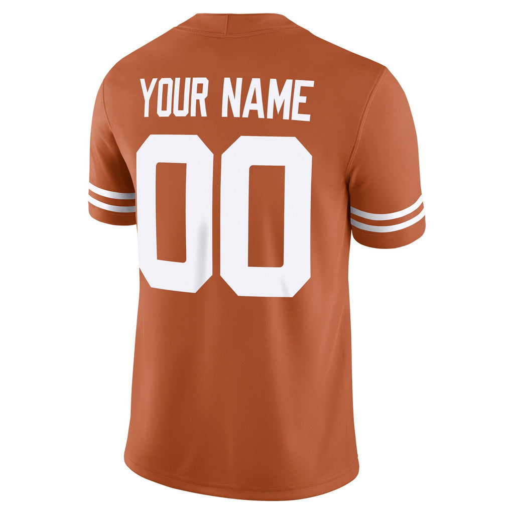 Texas Longhorns Custom Football Game Jersey - Texas Orange product image 4, provided for visual reference and product detail