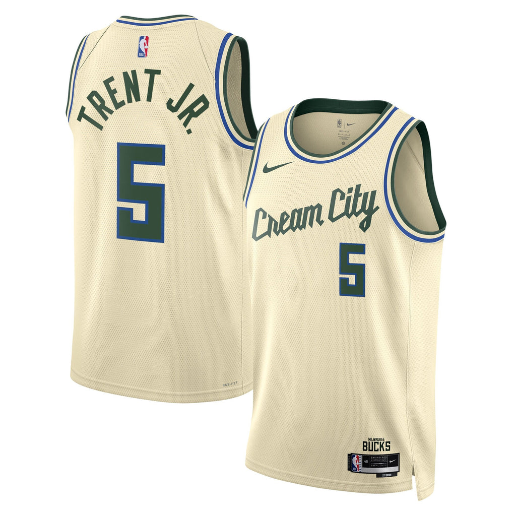 Milwaukee Bucks 2025/26 City Edition Swingman Jersey - Cream - Gary Trent Jr. product image 1, provided for visual reference