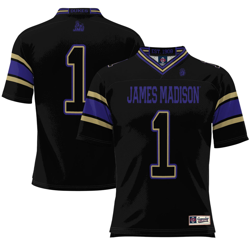 #1 James Madison Dukes Endzone Football Jersey - Black product image 2, provided for visual reference and product detail