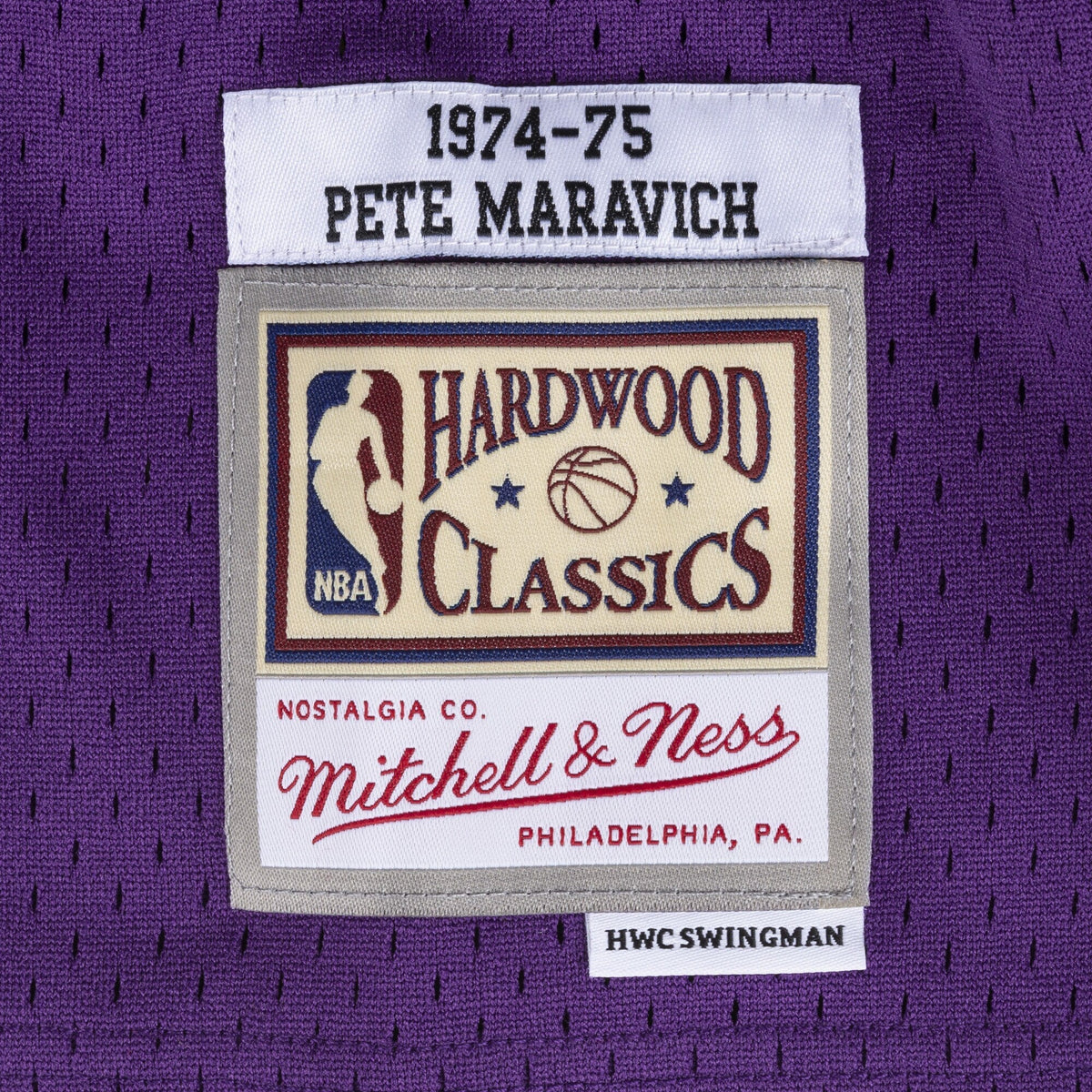 New Orleans Jazz Pete Maravich 1974 Swingman Road Authentic Jersey - Purple product image 5, provided for visual reference