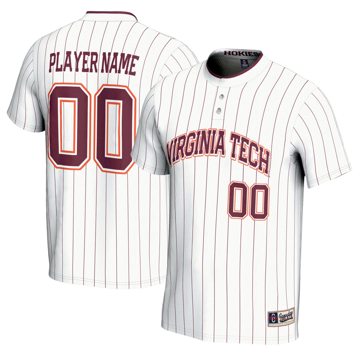 Virginia Tech Hokies NIL Pick-A-Player Lightweight Softball Jersey - White product image 1, provided for visual reference