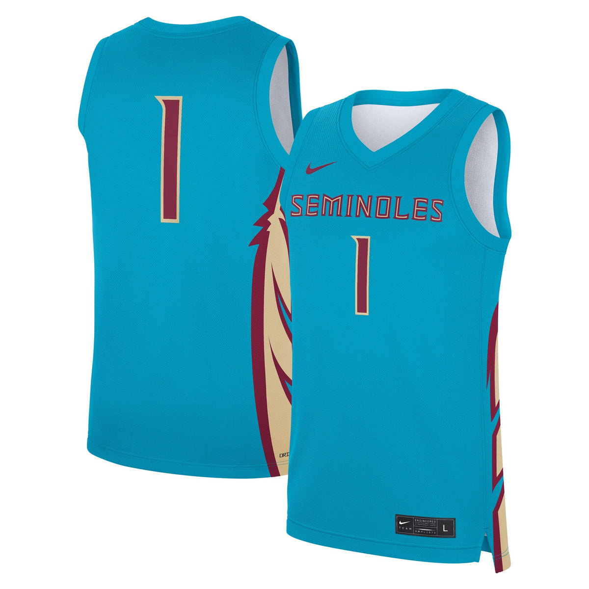 #1 Turquoise Florida State Seminoles Alternate Replica Jersey product image 1, provided for visual reference and product