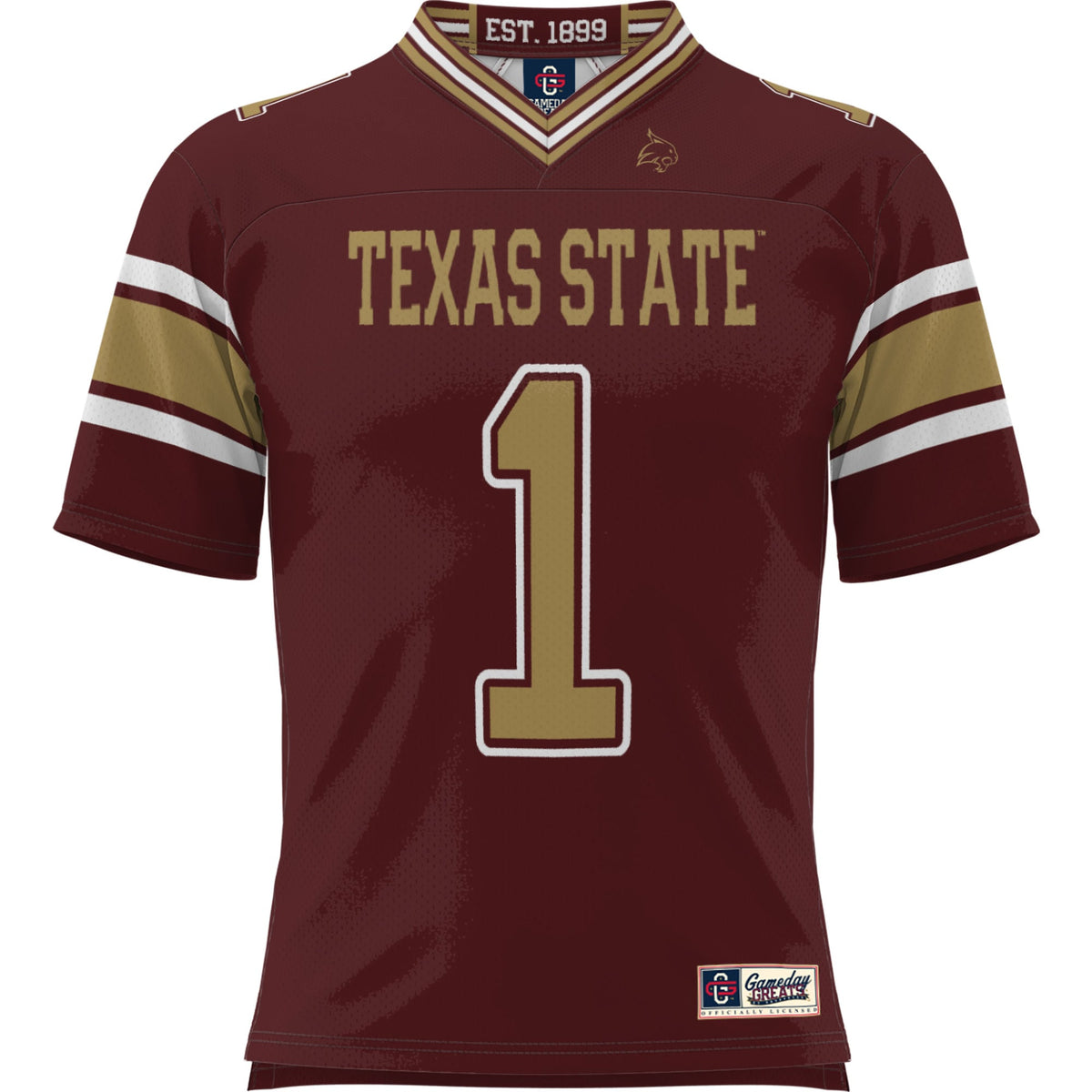 #1 Texas State Bobcats Football Jersey - Maroon product image 3, provided for visual reference and product detail review