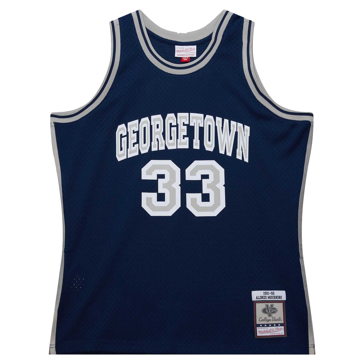 Alonzo Mourning Georgetown Hoyas 1991/92 Swingman Player Jersey - Navy product image 3, provided for visual reference and