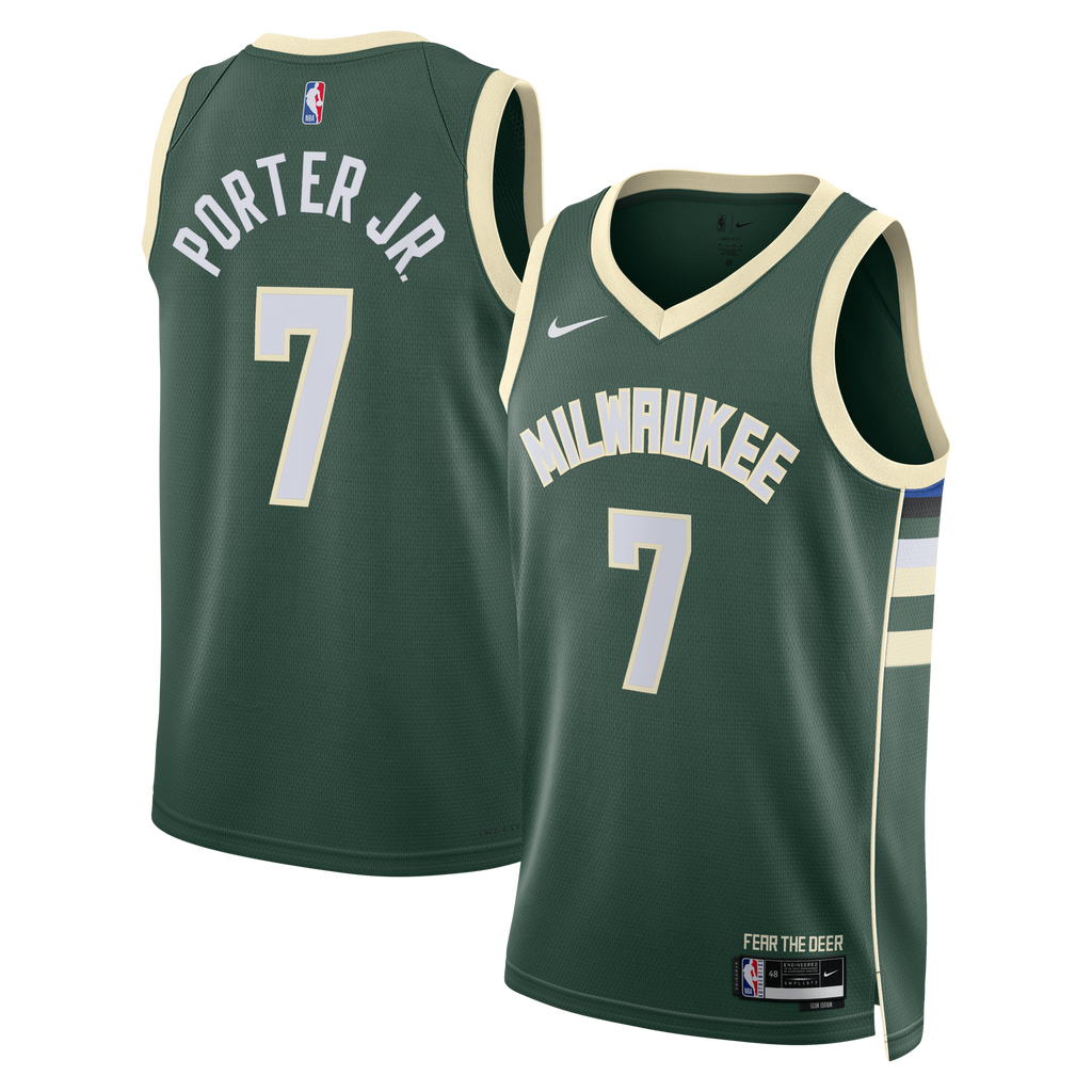 Milwaukee Bucks Icon Edition Swingman Jersey - Hunter Green - Kevin Porter Jr. product image 2, provided for visual