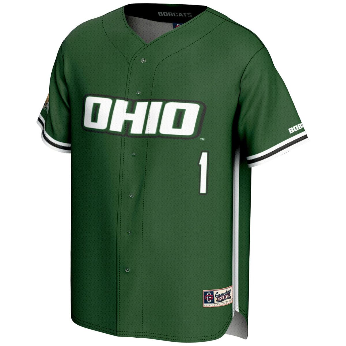 #1 Ohio Bobcats Lightweight Baseball Fashion Jersey - Green product image 3, provided for visual reference and product