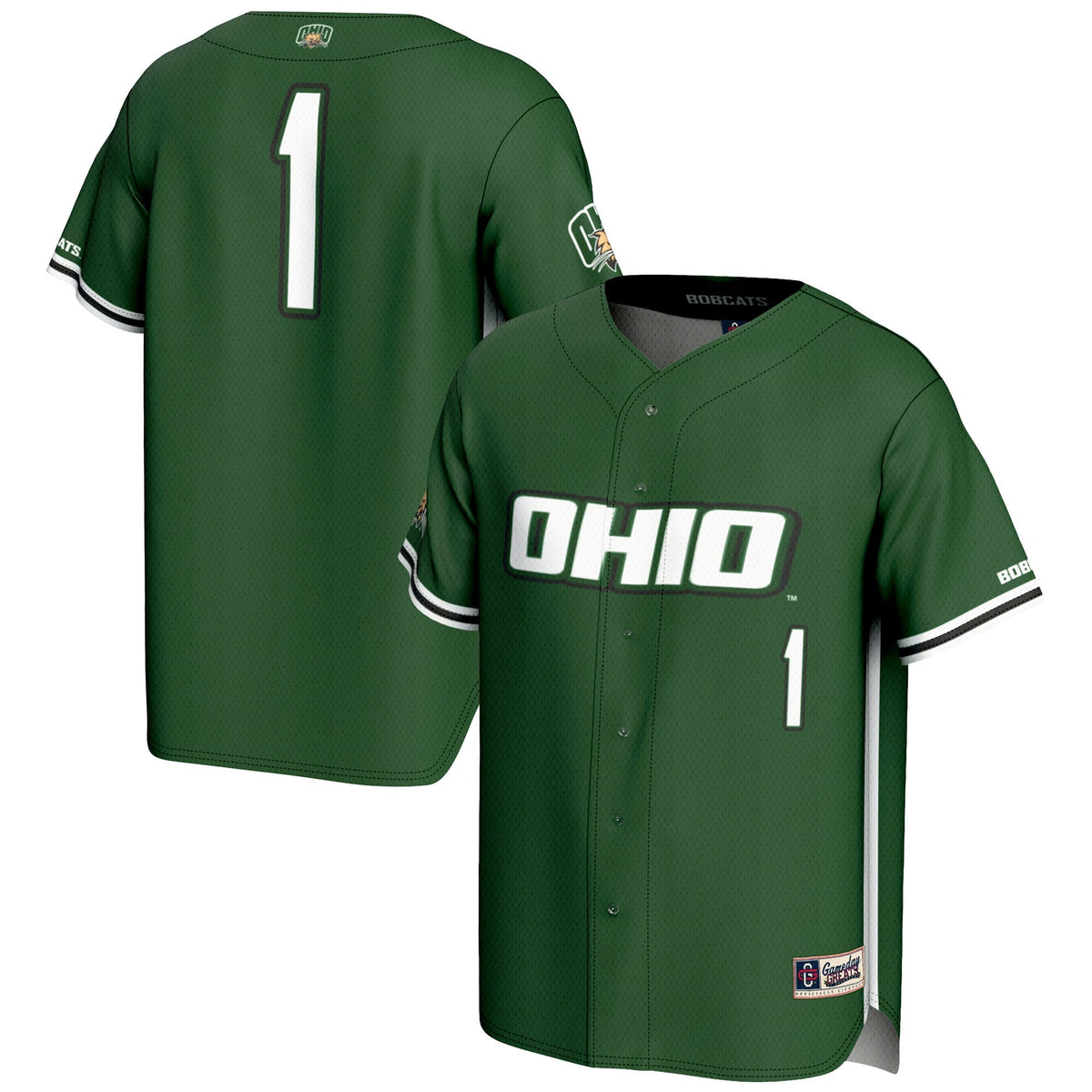 #1 Ohio Bobcats Lightweight Baseball Jersey - Green product image 2, provided for visual reference and product detail review