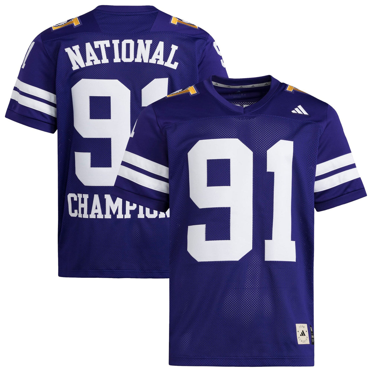 Washington Huskies 1991 National Championship Anniversary Icon Football Jersey - Purple product image 1, provided for visual