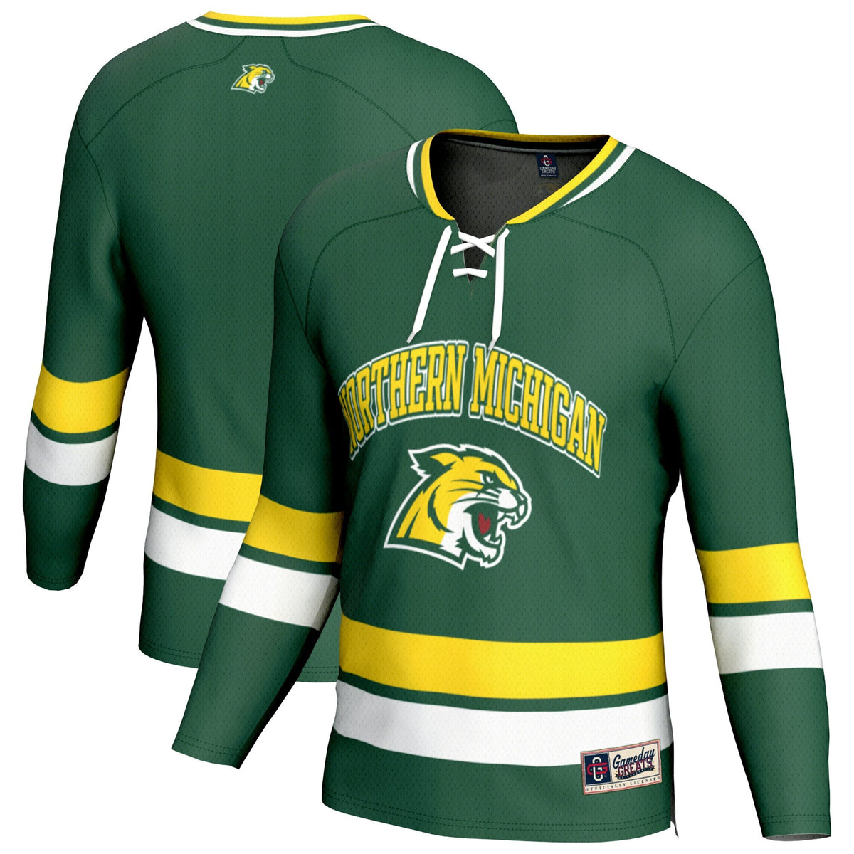 Northern Michigan Wildcats Spirit Hockey Jersey - Green product image 2, provided for visual reference and product detail