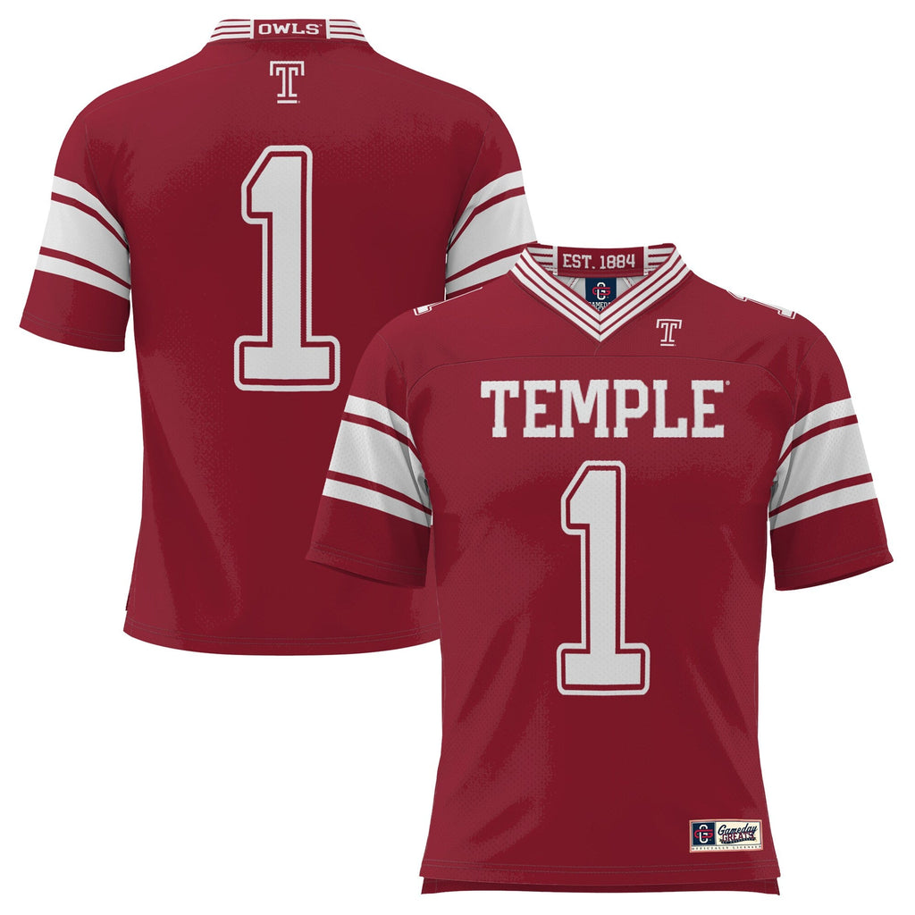 #1 Temple Owls Endzone Football Jersey - Cherry product image 2, provided for visual reference and product detail review