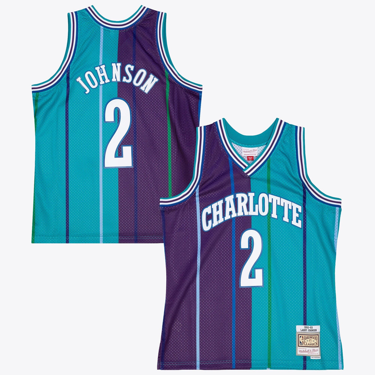 Charlotte Hornets Larry Johnson 1992 Split Swingman Jersey product image 1, provided for visual reference and product detail