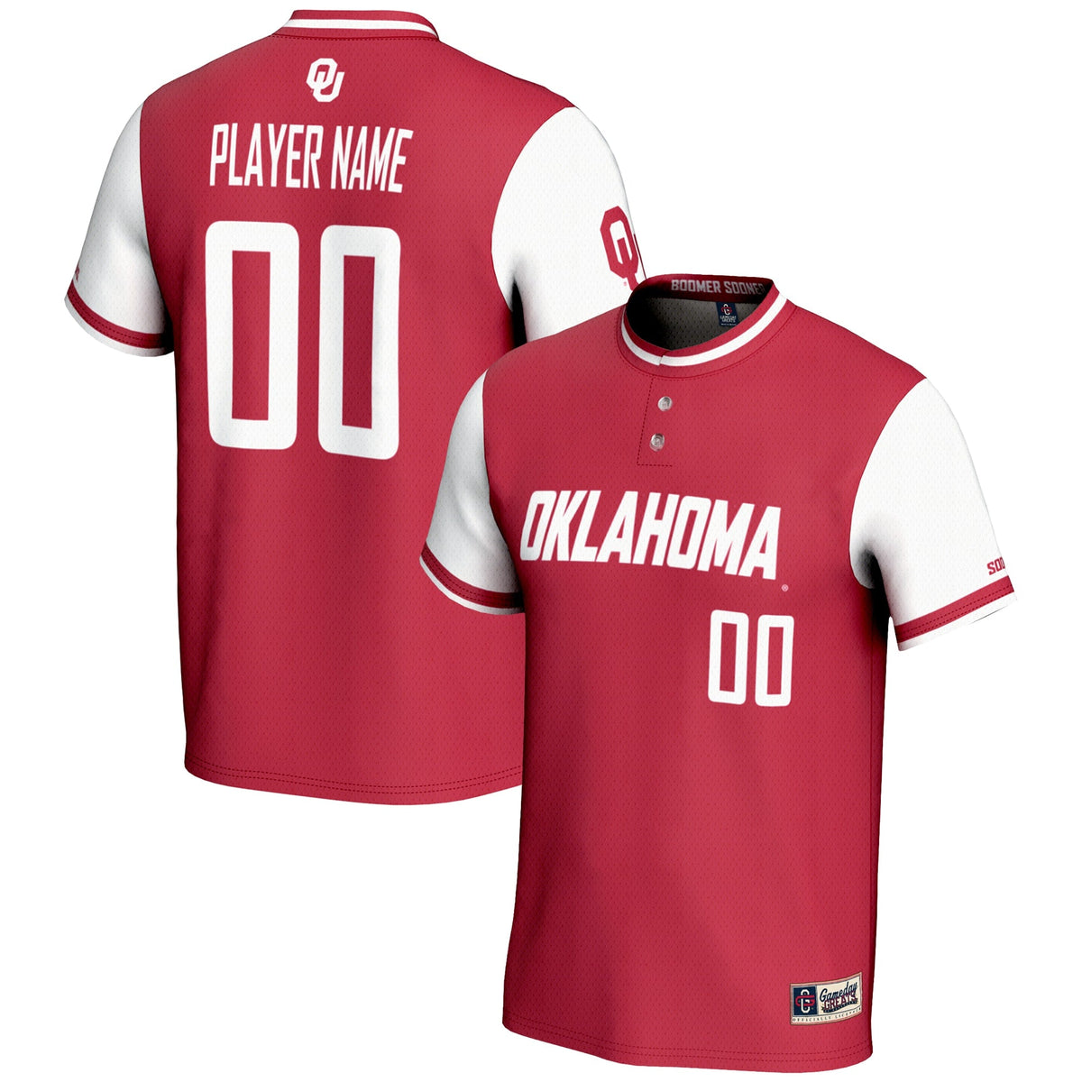 Oklahoma Sooners NIL Pick-A-Player Lightweight Softball Jersey - Crimson product image 1, provided for visual reference and