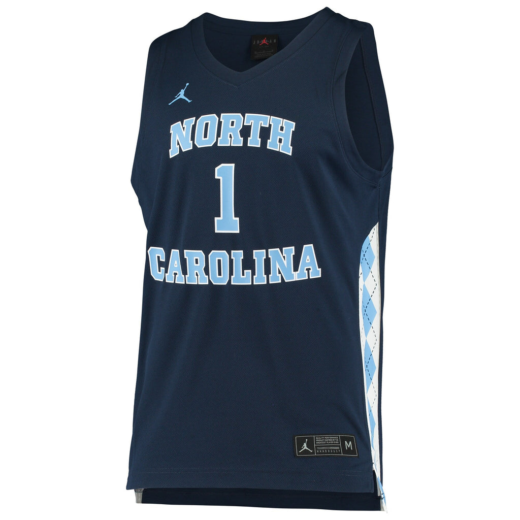 #1 North Carolina Tar Heels Replica Basketball Jersey - Navy product image 3, provided for visual reference and product