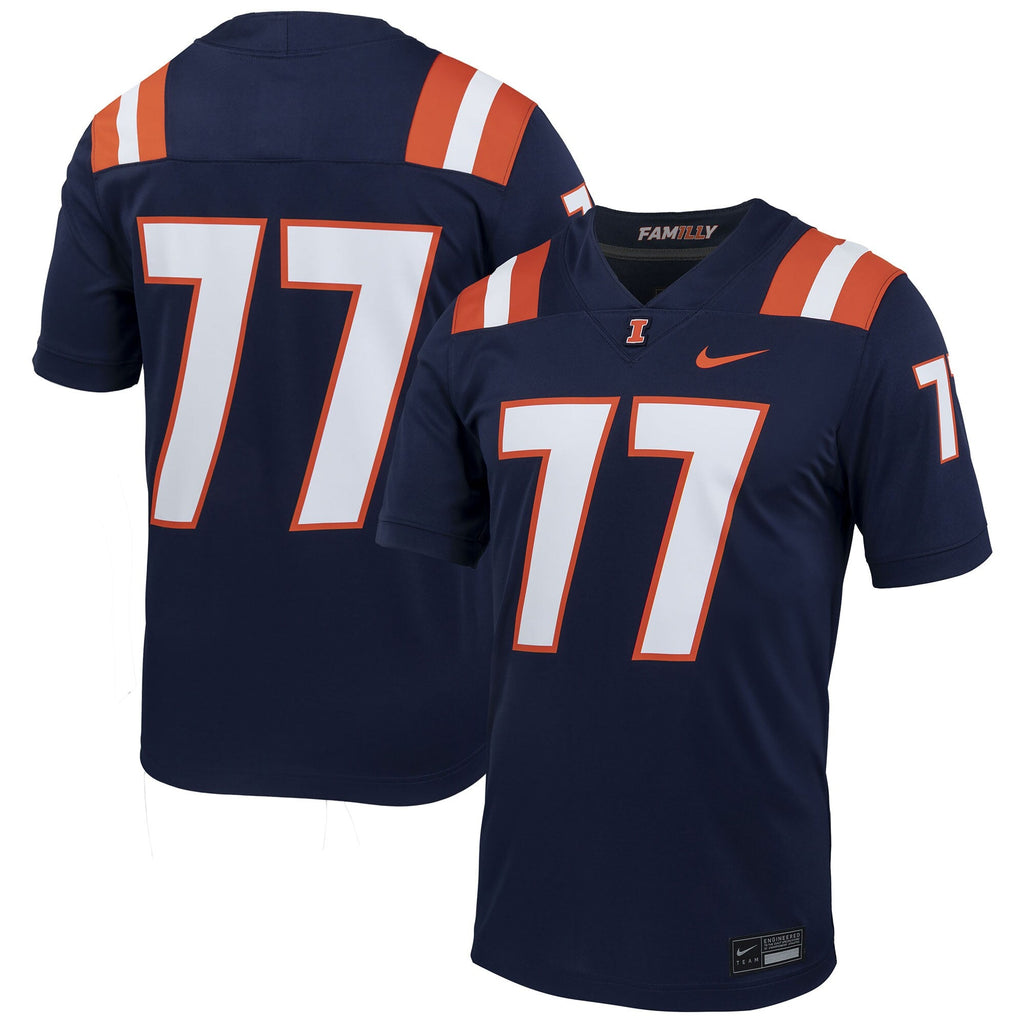 #77 Illinois Fighting Illini Untouchable Football Jersey – Navy product image 2, provided for visual reference and product