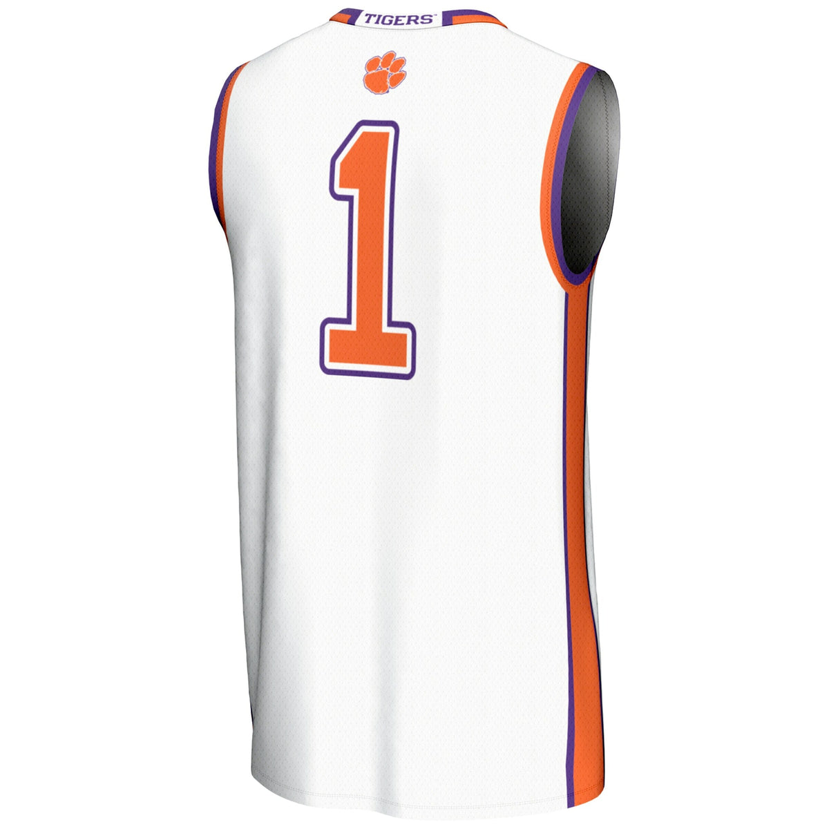 #1 Clemson Tigers Lightweight Basketball Jersey - White product image 4, provided for visual reference and product detail
