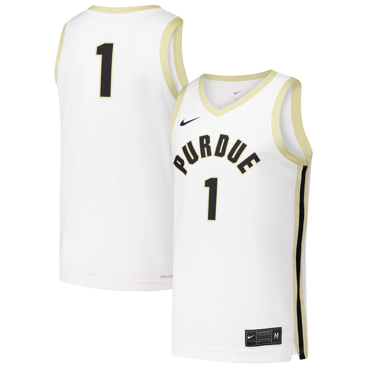 #1 Purdue Boilermakers Replica Basketball Jersey - White product image 2, provided for visual reference and product detail