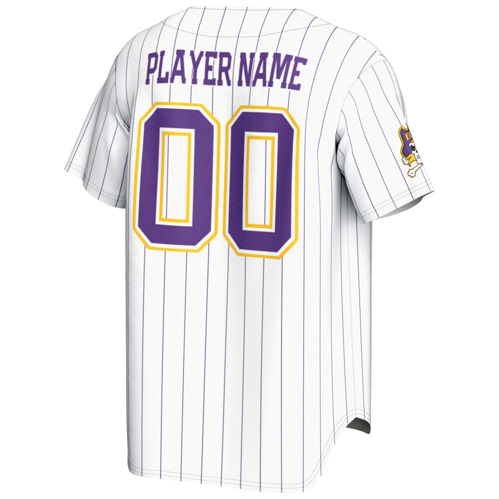 ECU Pirates NIL Pick-A-Player Lightweight Baseball Jersey - White product image 4, provided for visual reference and product