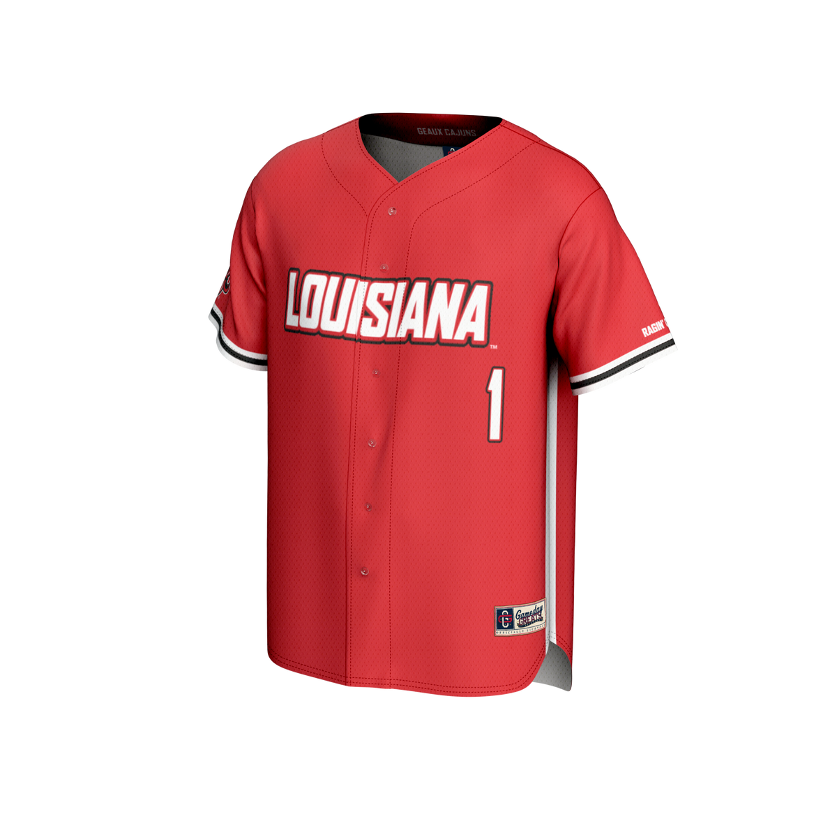 #1 Louisiana Ragin' Cajuns Lightweight Baseball Fashion Jersey - Cardinal product image 3, provided for visual reference and