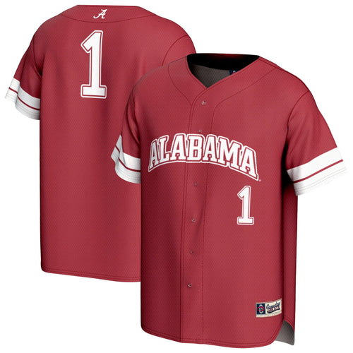 #1 Alabama Crimson Tide Lightweight Collegiate Baseball Fashion Jersey - Crimson product image 2, provided for visual