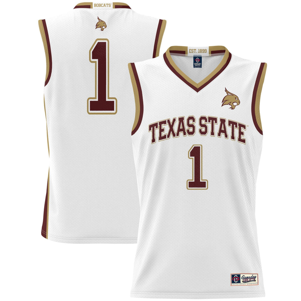 #1 Texas State Bobcats Lightweight Basketball Jersey - White product image 2, provided for visual reference and product