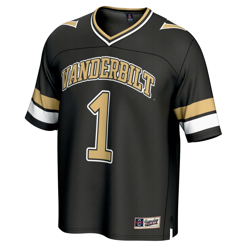 #1 Vanderbilt Commodores Lightweight Collegiate Football Fashion Jersey - Black product image 3, provided for visual