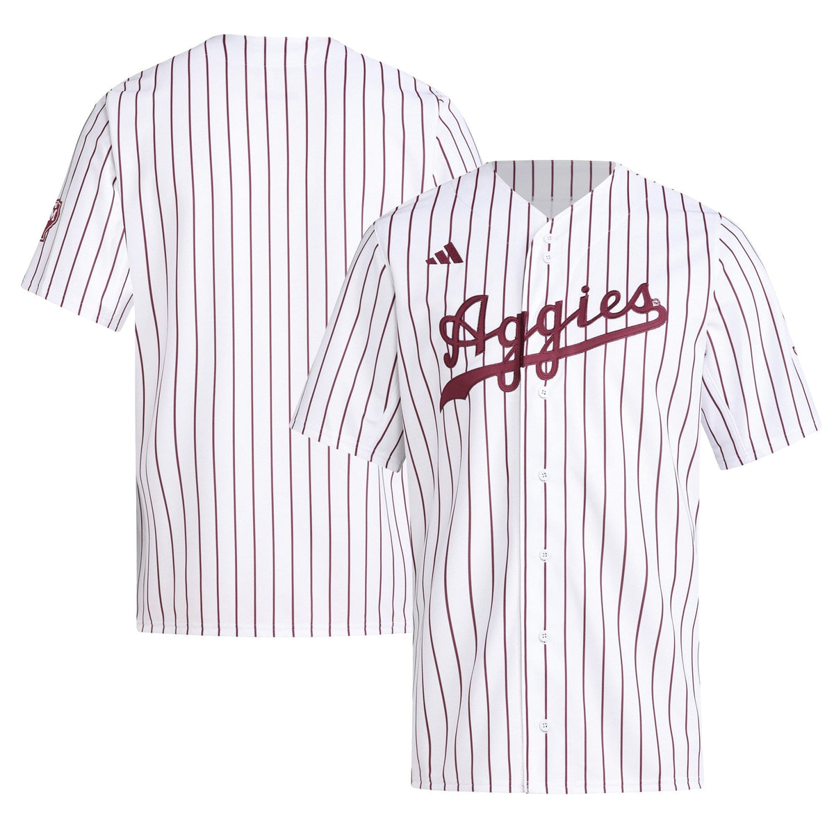 Texas A&M Aggies Replica Baseball Jersey - White product image 1, provided for visual reference and product detail review