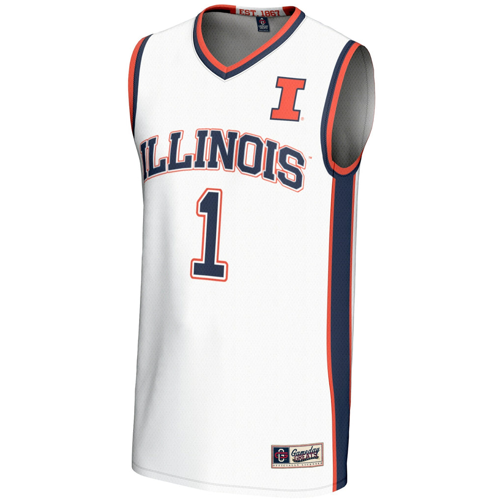 #1 Illinois Fighting Illini Lightweight Basketball Jersey - White product image 3, provided for visual reference and product