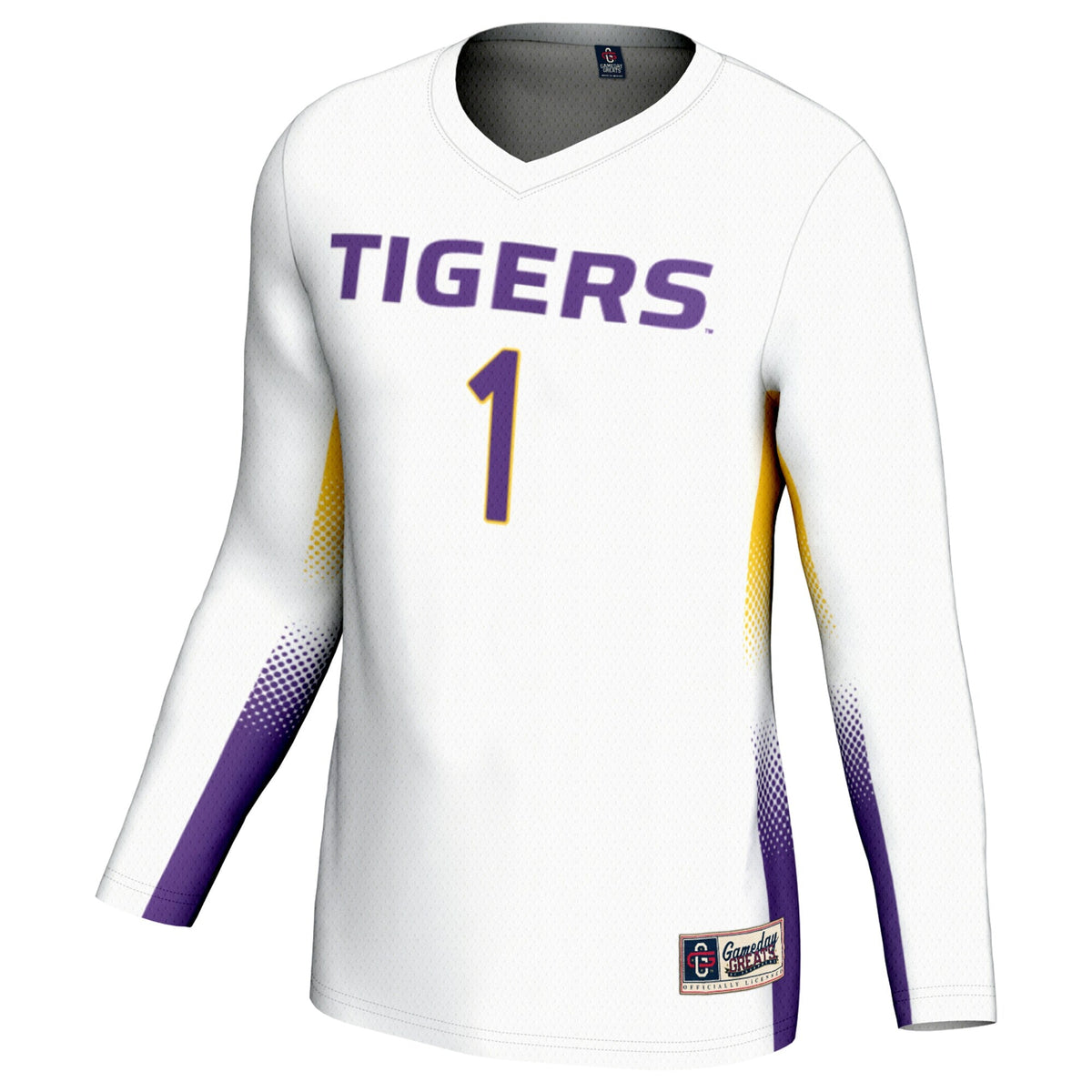 #1 LSU Tigers Lightweight Volleyball Jersey - White product image 3, provided for visual reference and product detail review