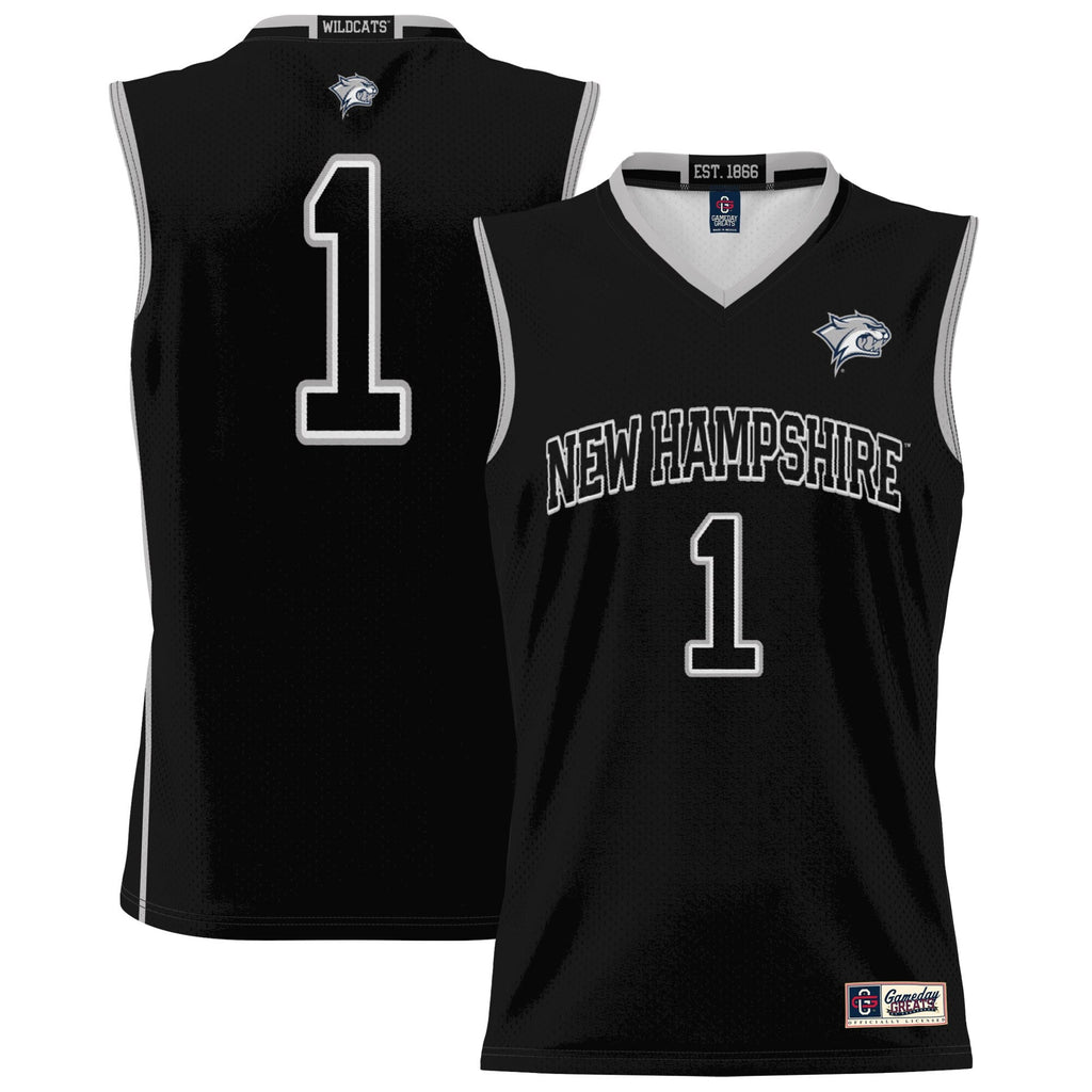 #1 New Hampshire Wildcats Lightweight Basketball Jersey - Black product image 2, provided for visual reference and product