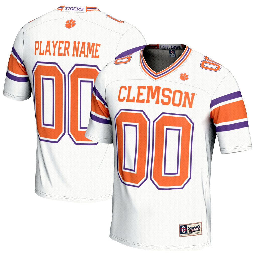 Clemson Tigers NIL Pick-A-Player Football Jersey - White product image 2, provided for visual reference and product detail