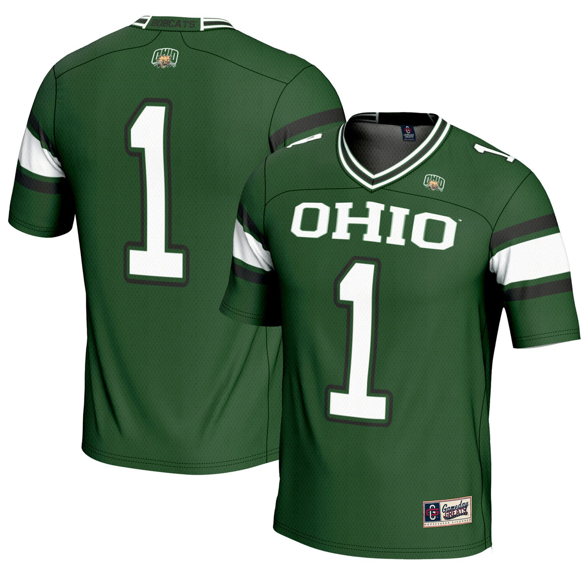 #1 Ohio Bobcats Endzone Football Jersey - Green product image 1, provided for visual reference and product detail review
