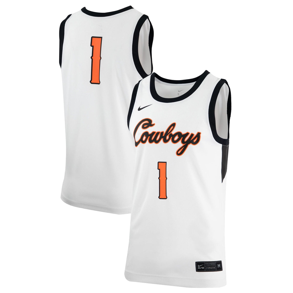 White Oklahoma State Cowboys Retro Replica Basketball Jersey product image 1, provided for visual reference and product