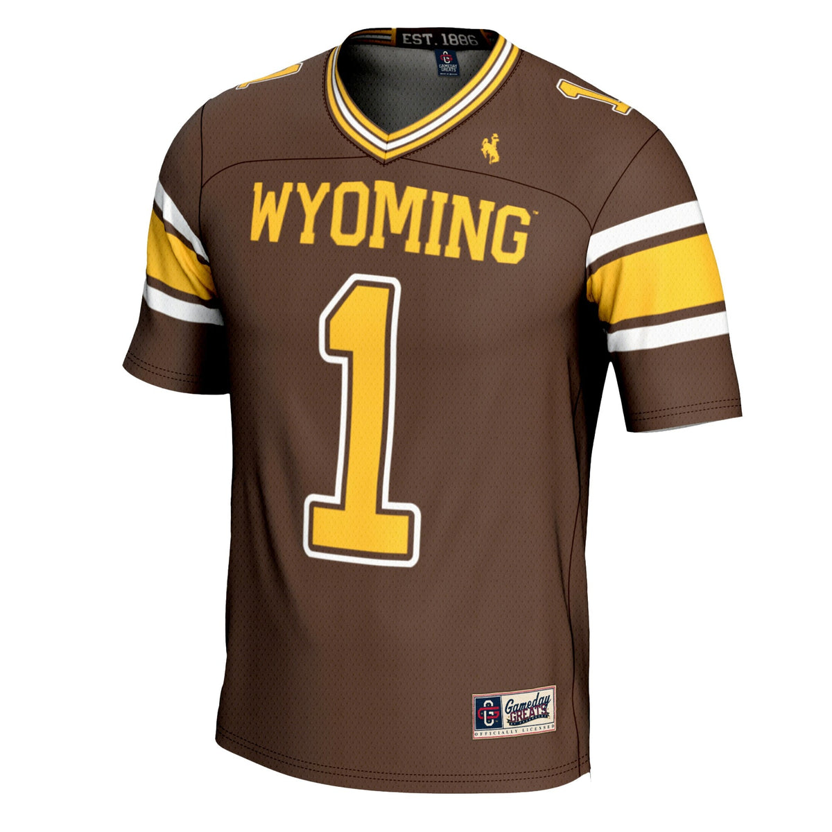 #1 Wyoming Cowboys Football Jersey - Brown product image 3, provided for visual reference and product detail review