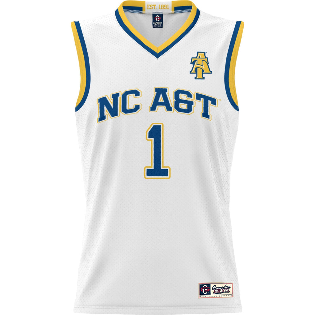 #1 North Carolina A&T Aggies Lightweight Basketball Jersey - White product image 3, provided for visual reference and