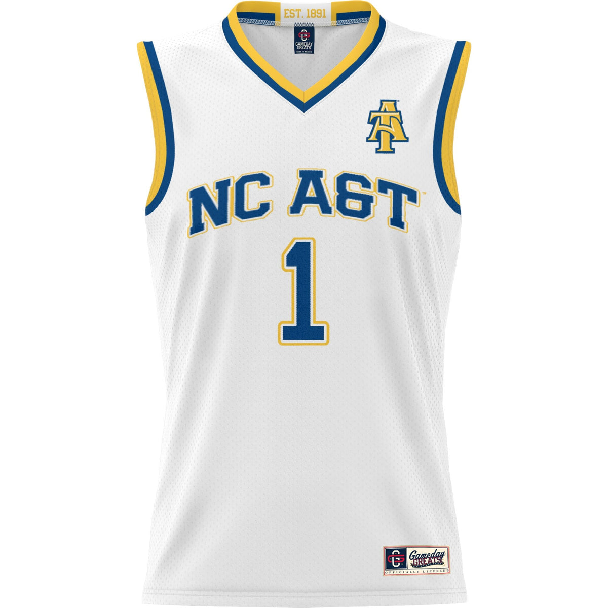 #1 North Carolina A&T Aggies Lightweight Basketball Jersey - White product image 3, provided for visual reference and